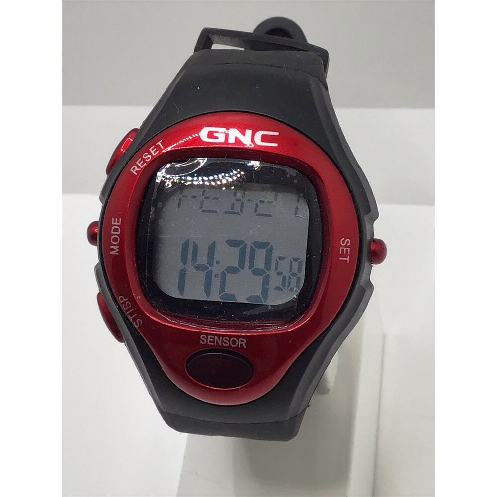 GNC Mens Sports Watch Black Red New Battery!